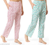 Cotton printed maxi track pants for women & girls, soft cotton nightwear lounge wear