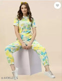 Trending poly crepe nightdress and suit set, dyed/washed net pattern, short sleeves, suitable for S-XL sizes