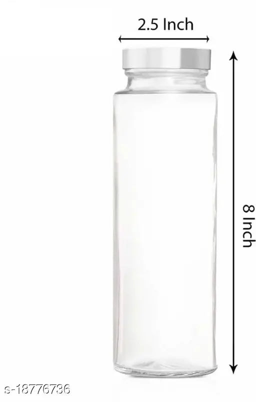 Transparent clear glass water/milk juice bottles (5 x 500ml), round with lids - set of 5, ideal for home or commercial use