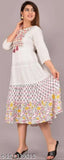 Rayon multi-colored Anarkali Kurti, embellished with prints, perfect for special occasions, India origin