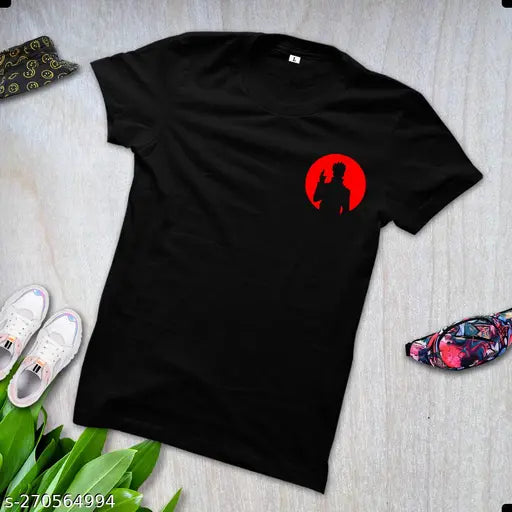 Black, cotton round neck half sleeves Jujutsu Kaisen graphic tee for men, premium quality and funky style