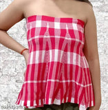 Red and white wool plaid high waist mini pleated skirt & sleeveless top for women's party wear, free size, Indian origin