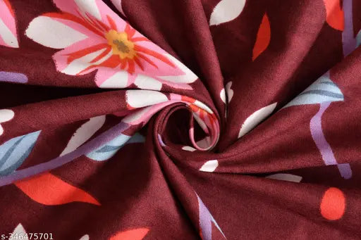 Luxurious maroon microfiber double fitted bedsheet (90x90 inches), featuring floral pattern, two pillow covers for adult use, ideal for summer, easy maintenance