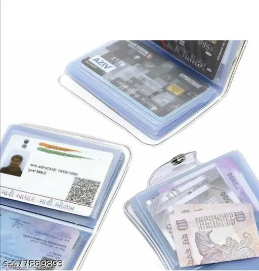 Trendy white canvas card holder with lock, designed for ID, ATM & credit cards, pack of 1