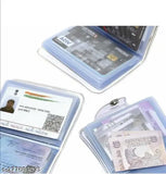 Trendy white canvas card holder with lock, designed for ID, ATM & credit cards, pack of 1