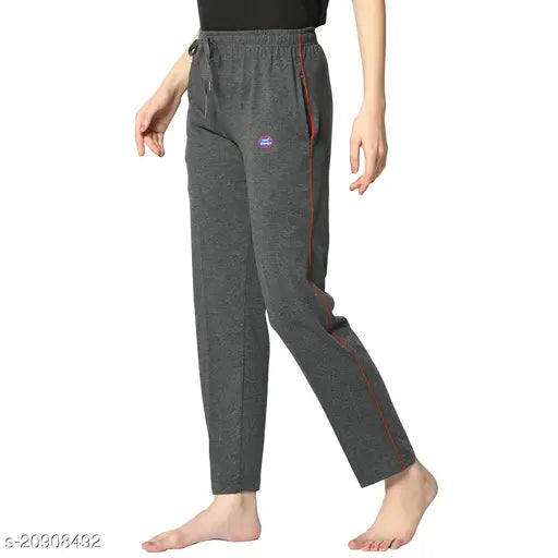 Multicolor cotton-blend printed straight-fit trousers for women (pack of 2), available in sizes 32, 34, 38, 40 (India)