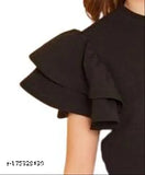 Black high-low maxi dress for kids, nylon material, knee length, partywear style