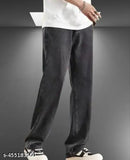 Stylish grey denim men's pant (M), solid pattern, 28" waist, 30" length, 40" hip, made in India