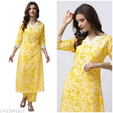 White Rayon Kurti Pant Set with Embroidered V-Neck, Cotton Lace Accents, Breathable Palazzo Bottoms for Women's Fashion