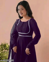 Wine-colored georgette kurti with dupatta, three-quarter sleeves, stitched net pattern. Indian women's traditional wear for XS to 6XL sizes