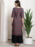 Premium crepe printed kurti with three-quarter sleeves, India