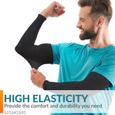 Black stretchable UV sun protection arm sleeves for outdoor activities and sports (100% polyester)