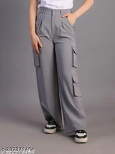 Korean light grey cotton blend cargo pants, solid pattern with five pockets. Men's size 28, waist 28 inches, length 42 inches, hip 36 inches