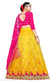 Embroidered dupion silk lehenga and tissue dupatta, heavy net fabric with multithread embroidery work, semi-stitched to 44 inches, Indian handcraft