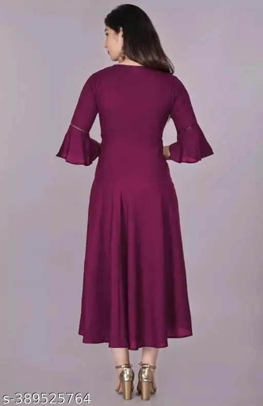Designer rayon womens kurti - solid three-quarter sleeve rayon dress for effortless elegance, country of origin: India