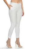 Cotton stylish pencil trousers combo, women's ankle-length solid trousers in various colors for office or casual wear, designed by Navelly (India)