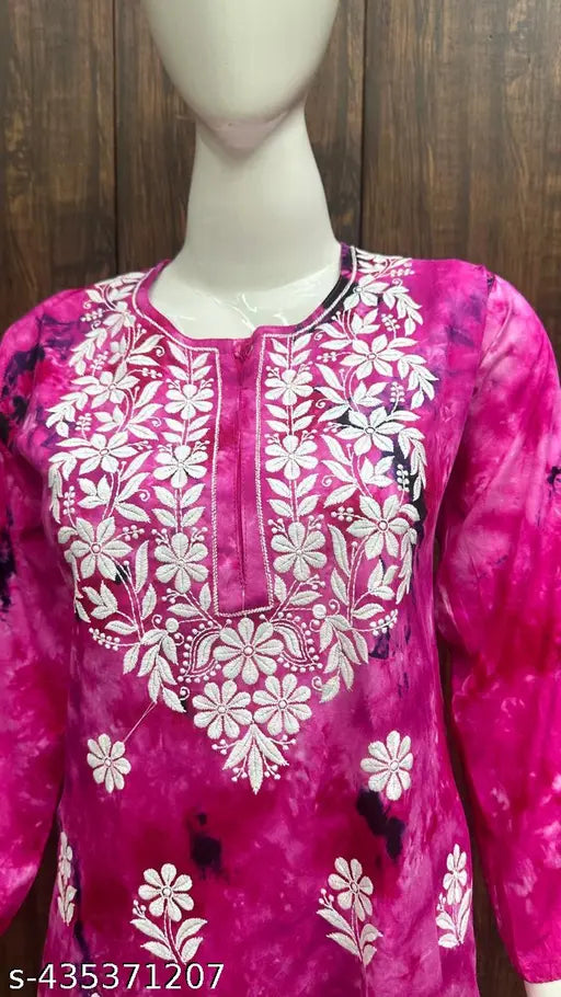Hard Dry Rayon Pink Embroidered Net Kurta Set with Palazzos - Indian ethnic wear for women, versatile and suitable for casual or formal occasions