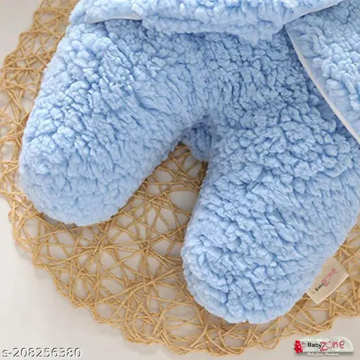 Blue cotton blend comforter blanket, Naman embroidered wearable baby comforter on cot or crib