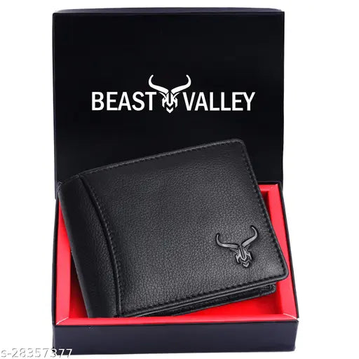 Beast valley RFID secured pure 100 genuine leather men's wallet, textured design with 2 compartments, perfect for organizing essentials