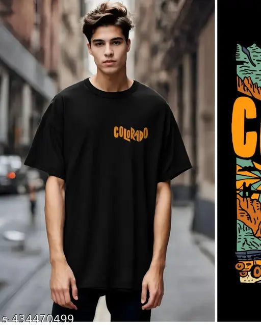 Black Cotton Short Sleeve Printed T-Shirt - Breathable, Durable, and Hypoallergenic, Men's Fashion