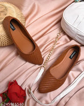 Stylish synthetic leather flat bellies for women - printed ballerinas in office sizes (IND-4 to IND-9) from India