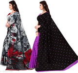 Multicolor Georgette sarees set (pack of 2), Anand printed daily wear with free size running blouses