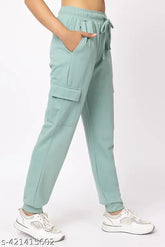 Solid cotton cargo trackpants for women and girls, trendy and stylish loungewear from India