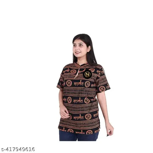 Orange checkered cotton men's t-shirt, soft and breathable for casual wear