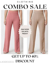 Cotton blend high-rise bootcut bellbottom pants combo of 2 - stylish women's trouser with stretchable denim for informal excursions