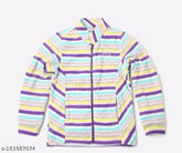 Acrylic striped long-sleeve sweater for girls, 9-10 or 11-12 years, made in India