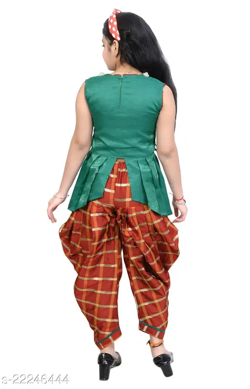 Cotton blend lehenga choli for kids, SNIFFY Party Wear Patiala suit with dupatta, Indian celebration wear