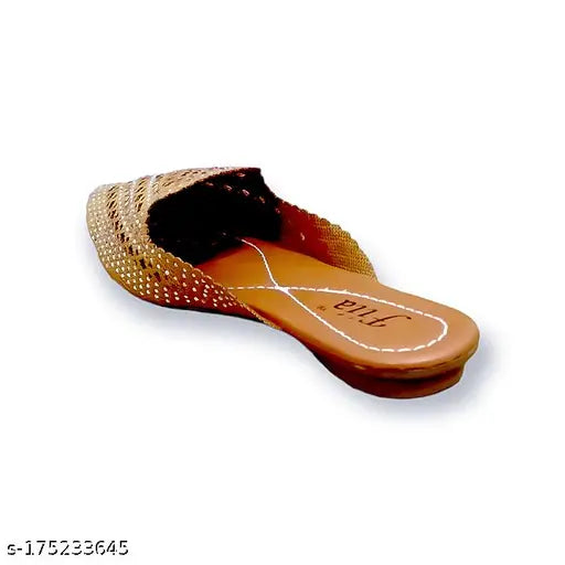 Tan synthetic Swarovski embellished ballerina flats by Fiia Unique, slip-on women's fashion shoes