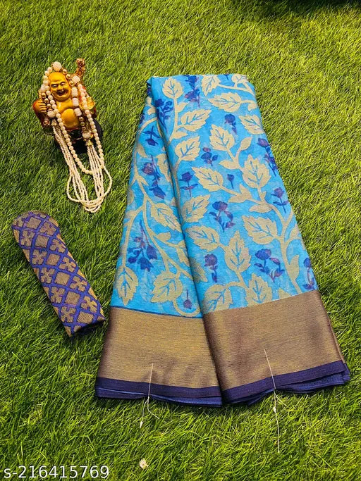 Chiffon Kalavati Brasso saree with zari woven net printed pattern, free size, Indian origin