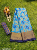 Chiffon Kalavati Brasso saree with zari woven net printed pattern, free size, Indian origin