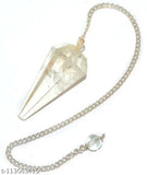 Clear Quartz Dowser Pendulum with Chain, Natural for Immunity & Luck, Reiki crystal healing energy benefits, 10.5cm long, Feng Shui and Unisex