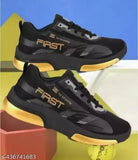 Black PVC sole training shoes for men, ideal for boys (4-5 years to 11-12 years), NCC combo pack of 2 running shoes on display stand