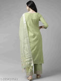 Cotton-rayon printed kurta set with dupatta and palazzo pants, vibrant Indian fashion on display