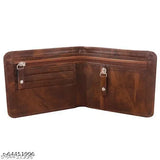 Trendy brown faux leather men's wallet with lock, features 2 compartments and 4 card slots