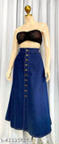 Navy Blue A-Line Maxi Denim Skirt - Lightweight, breathable, and home washable denim maxi skirt for women. Perfect for all body types and fashion trends. Available in sizes 26-46 (waist 26-46, length & hip size varies). Made in India