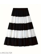 Multi-color rayon colorblocked net skirt, free size, ideal for light occasions, India origin