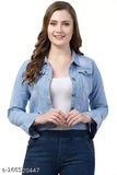 Denim waistcoat for women, solid pattern, long sleeves - Comfy Elegant Jackets, India