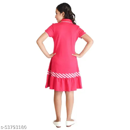 Cotton Clothe Funn Girls frock, solid pattern for 3-12 years kids' fashion, handcrafted in India