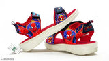 Red patent leather Spiderman kids sandals for adventurous young heroes, featuring a spectacular spider web design and Velcro fastening