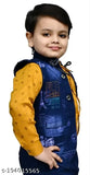 Boys yellow denim ethnic jackets, solid pattern, long sleeves, size: 6-12 months Indian made
