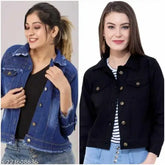 Trendy denim jacket combo pack for girls (12-16 years), solid color, Indian-made