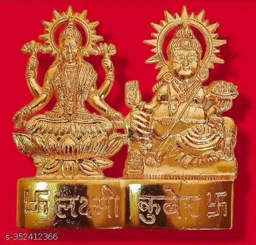 Crystal brass Lakshmi Kuber idol for home decor, intricately designed Indian god idols for pooja, 1" x 1" x 1", ensures wealth, prosperity, and good luck