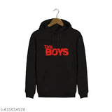 Boys black cotton blend hoodies printed with long sleeves, size range from 2-12 years, Indian origin