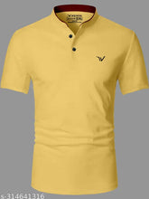 Men's polycotton printed casual wear t-shirt in regular colors, short sleeves. Multiple sizes available including M (38in chest, 27in length), L (40in chest, 28in length), XL (42in chest, 29in length), XXL (44in chest, 30in length). Made in India