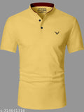 Men's polycotton printed casual wear t-shirt in regular colors, short sleeves. Multiple sizes available including M (38in chest, 27in length), L (40in chest, 28in length), XL (42in chest, 29in length), XXL (44in chest, 30in length). Made in India