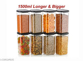 Airtight unbreakable plastic kitchen storage jars & containers (1500ml) set of 8 - ideal for food preservation, space-efficient organization in Indian kitchens